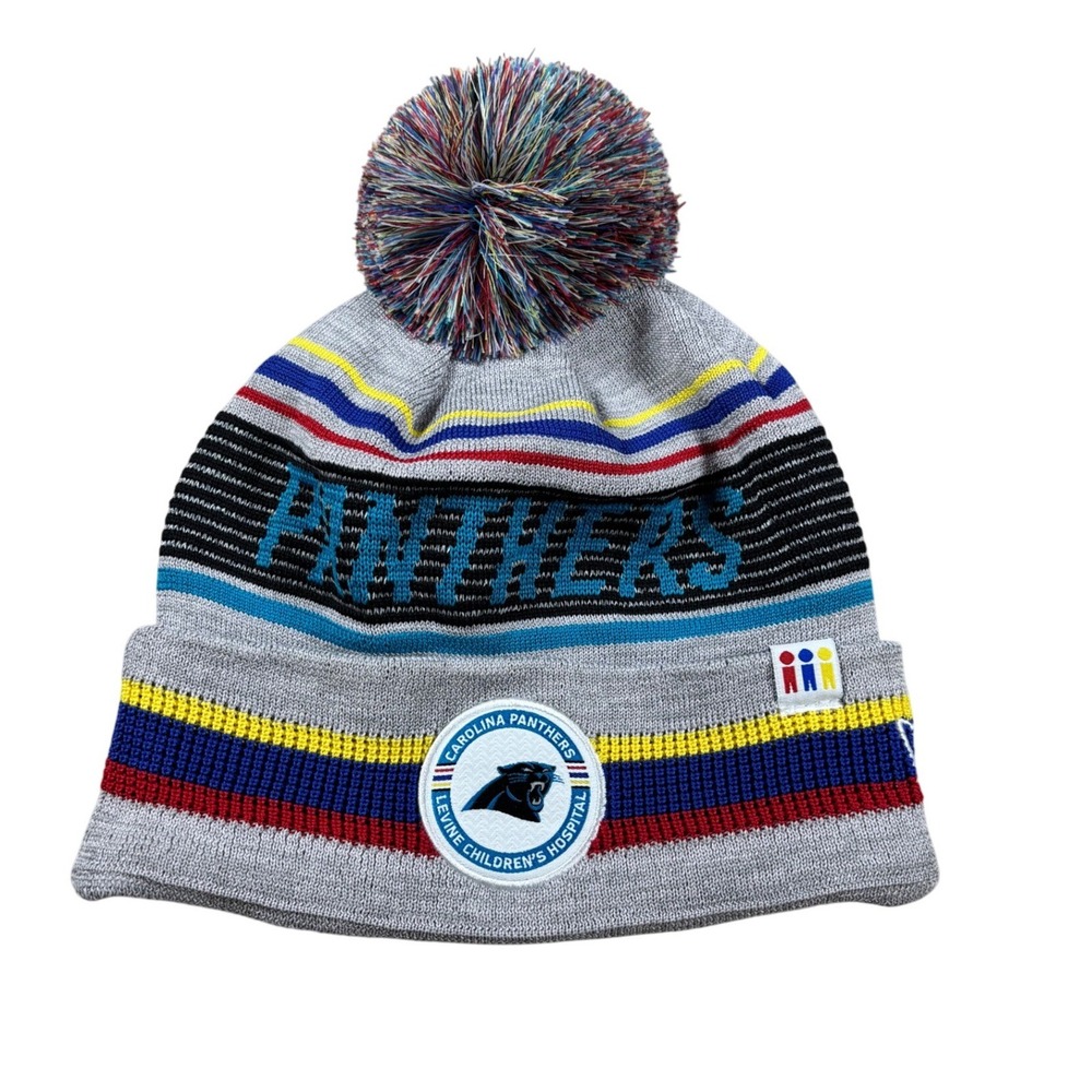 New Era Carolina Panthers Levine Childrens Hospital Beanie Gray Multi Pom Hat
